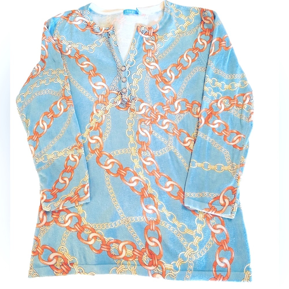 J. McLaughlin Chain Pattern Henley Sweater